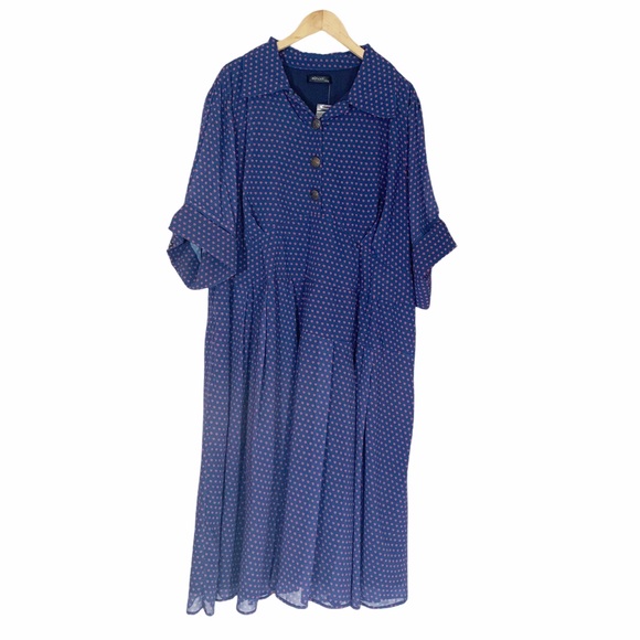 π 2/$20 NWOT eShakti Custom Heart Print Flowy Calf Length Dress 3X - Picture 1 of 9